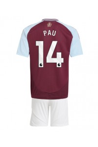 Aston Villa Pau Torres #14 Jalkapallovaatteet Lasten Kotipeliasu 2024-25 Lyhythihainen (+ Lyhyet housut)